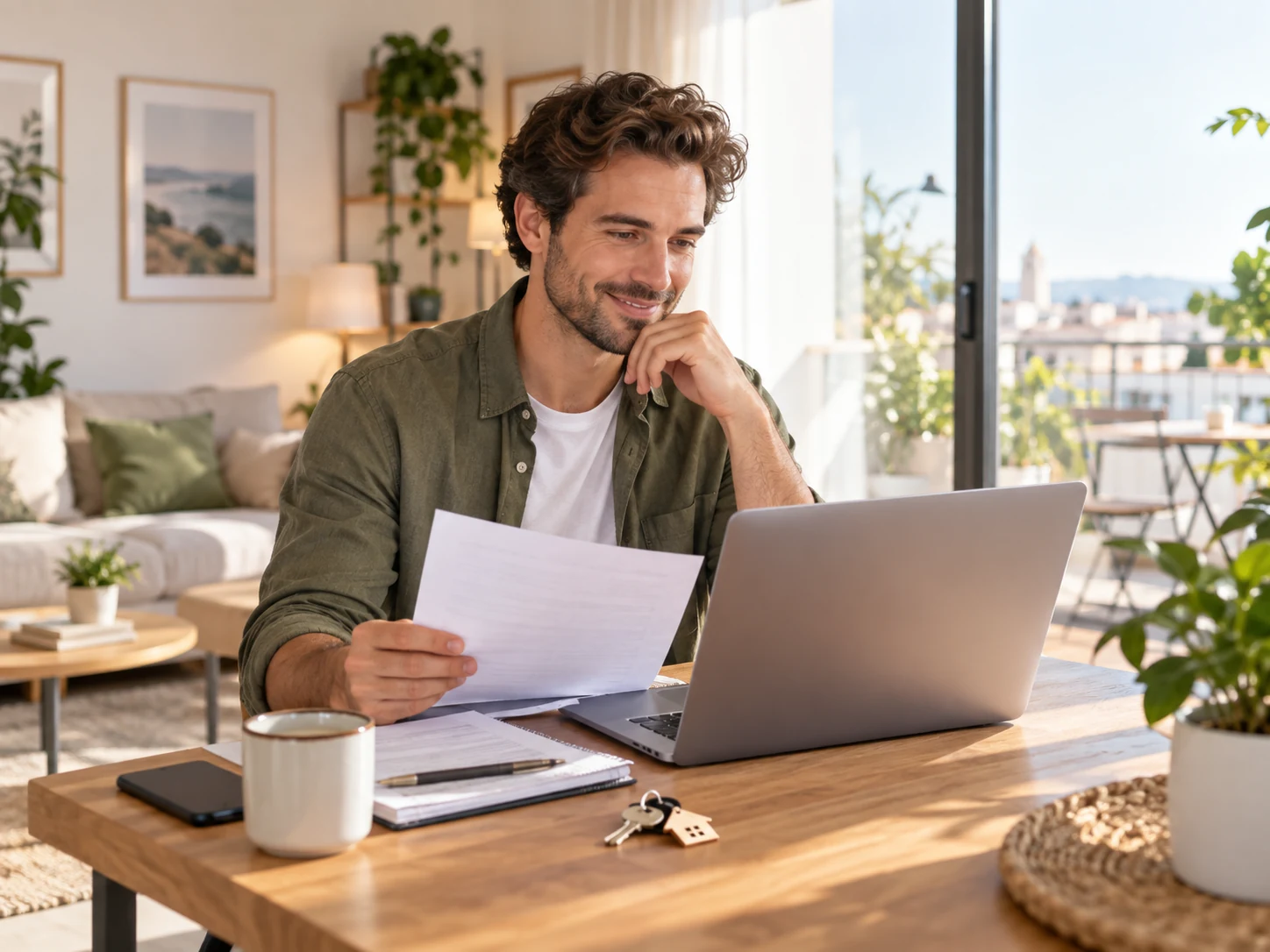 Propriétaire consultant ses documents de location meublée